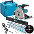 Makita SP6000J2 240V 165mm Plunge Saw + 2 x Rails, Connector Bar, Clamp with Blade & Bag